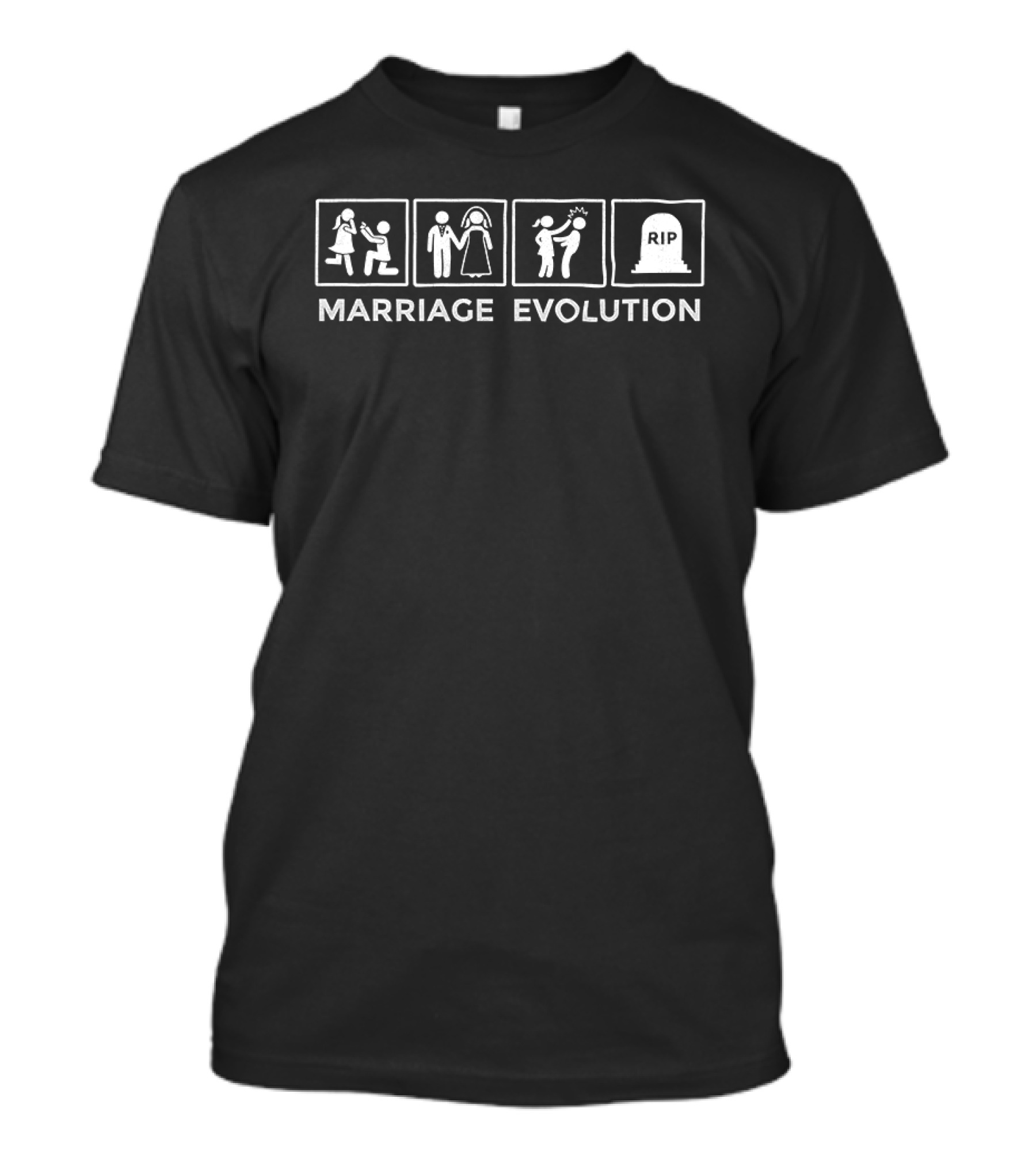 Marriage Evolution Proposal Wedding Journey Humor T-Shirt