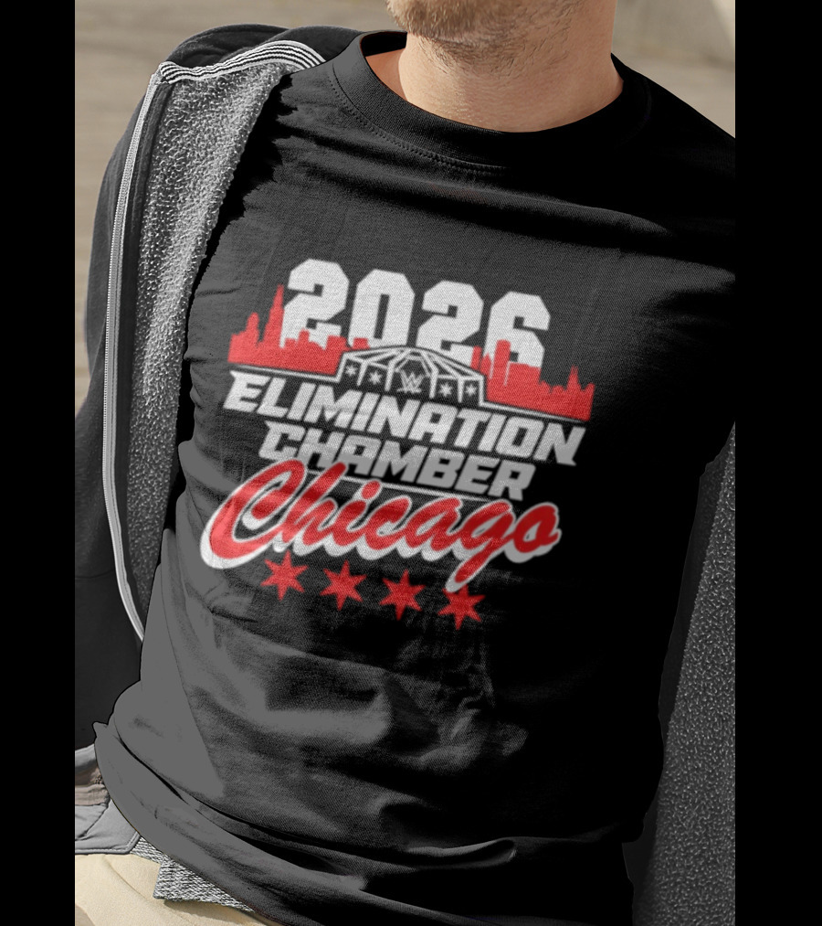 2026 Elimination Chamber Chicago Event Skyline Four Stars T-Shirt