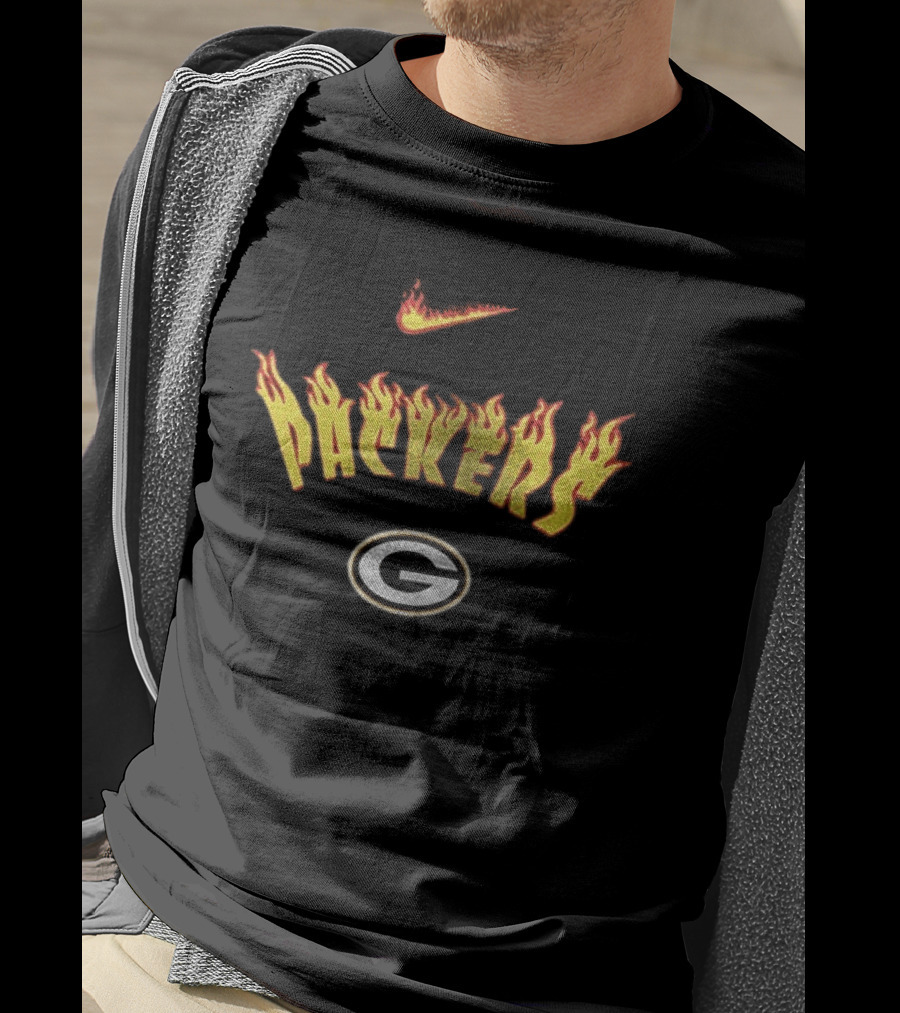 Green Bay Packers Firewave Go Pack Go Nike Logo Helmet T-Shirt