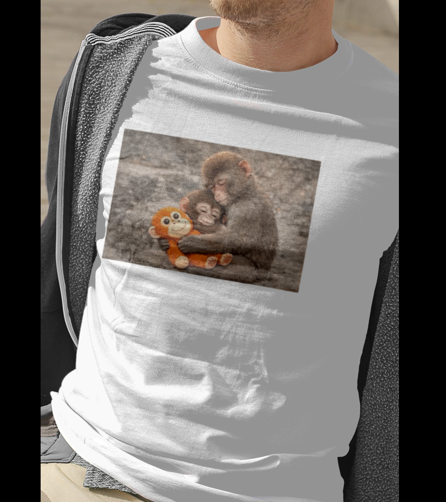 Baby Monkey Hugging Toy And Friend T-Shirt