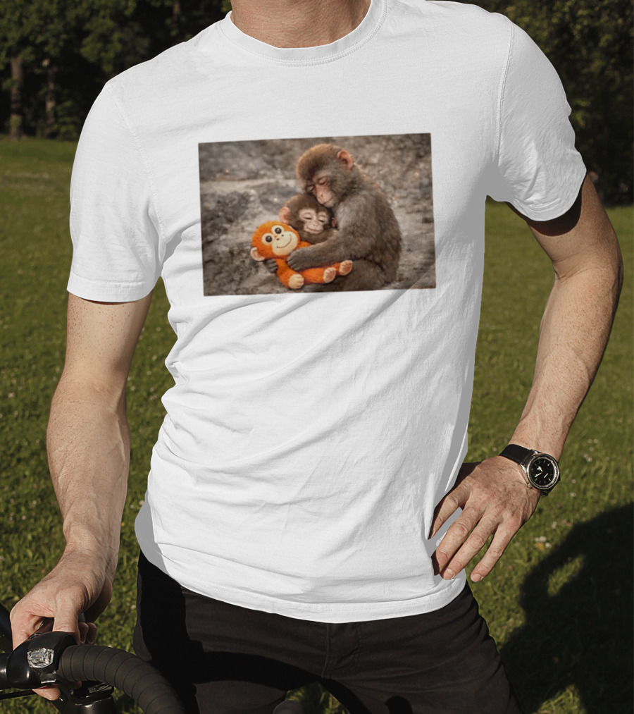 Baby Monkey Hugging Toy And Friend T-Shirt