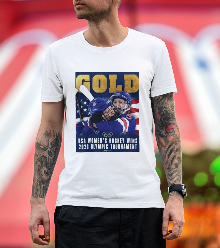 Gold USA Women's Hockey Victory 2026 Olympic Champions T-Shirt