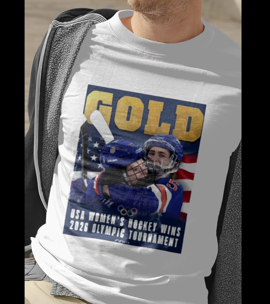 Gold USA Women's Hockey Victory 2026 Olympic Champions T-Shirt