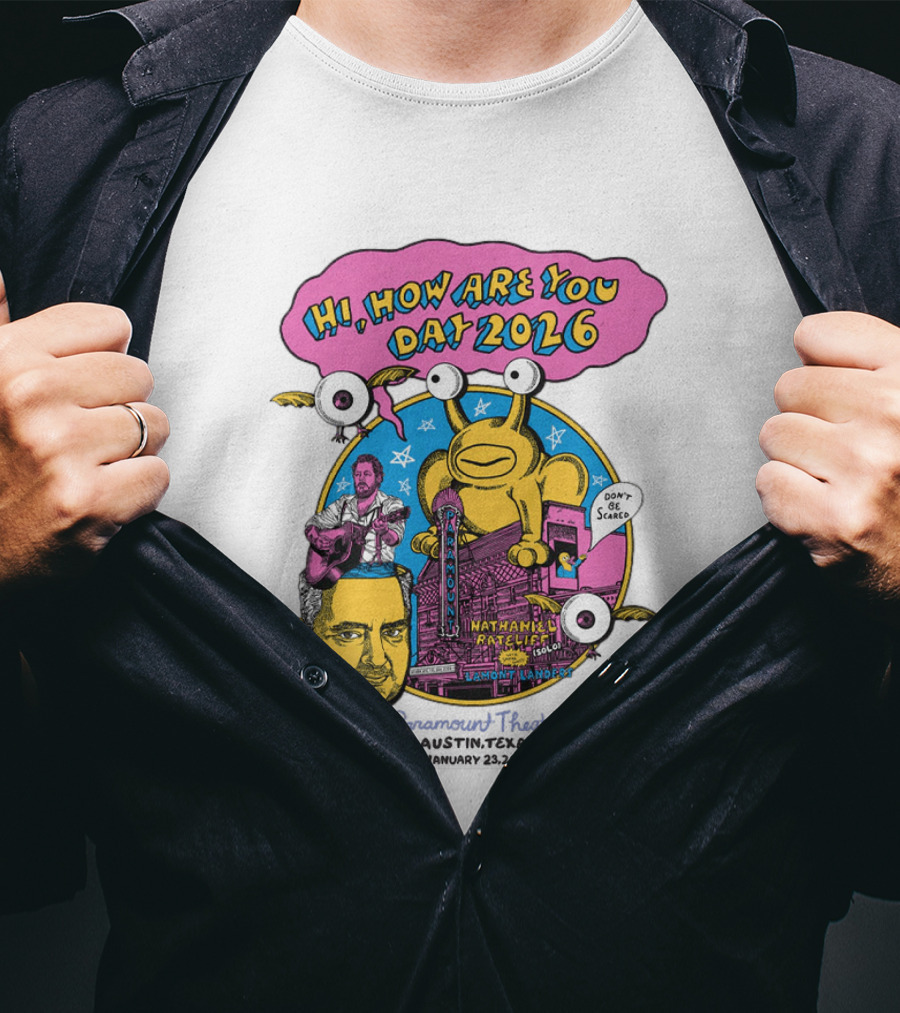 Hi How Are You Day 2026 Nathaniel Rateliff Paramount Theatre Austin Texas February 18 Daniel Johnston Frog T-Shirt