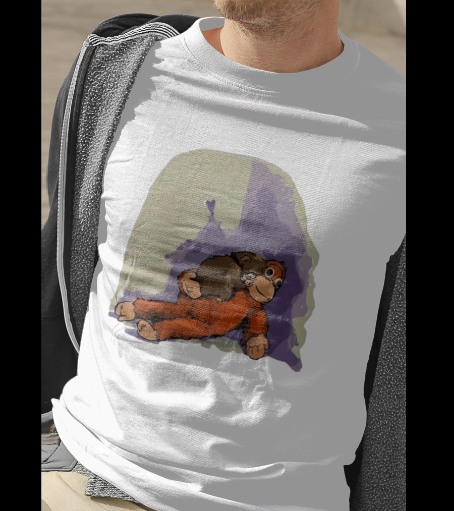 Punch Monkey Plushy Baby Monkey Snuggling T-Shirt