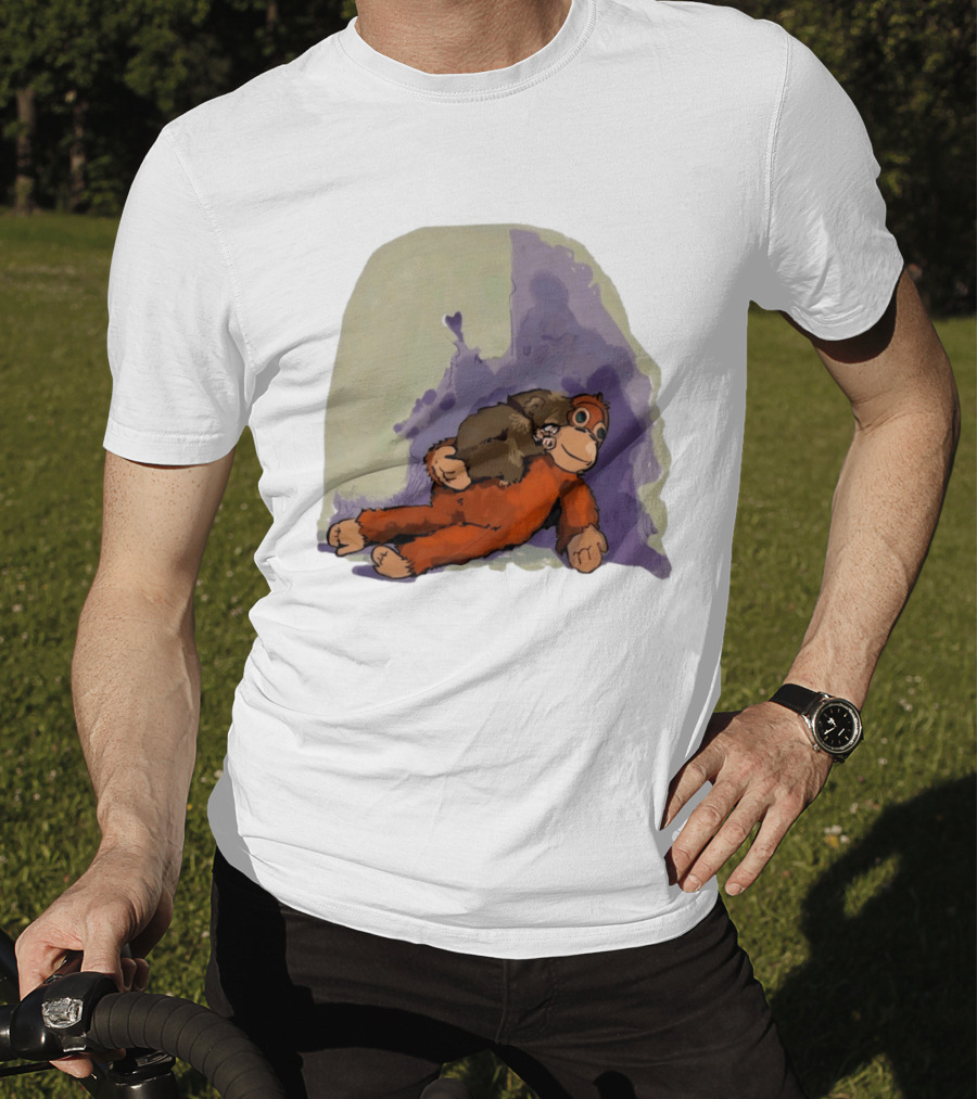 Punch Monkey Plushy Baby Monkey Snuggling T-Shirt
