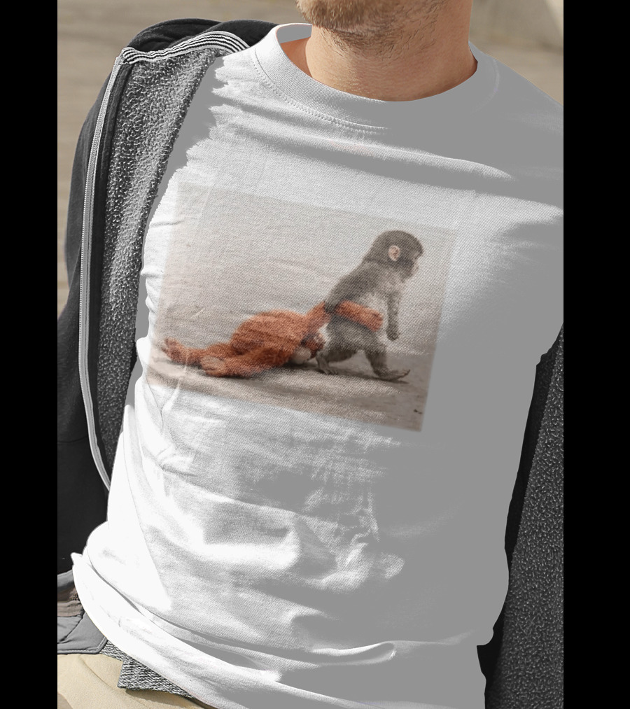 Punch The Monkey Carrying Stuffed Toy Monkey T-Shirt
