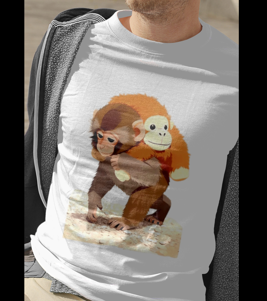 Save Punch Baby Monkey Plush Lonely Monkey Holding Toy T-Shirt