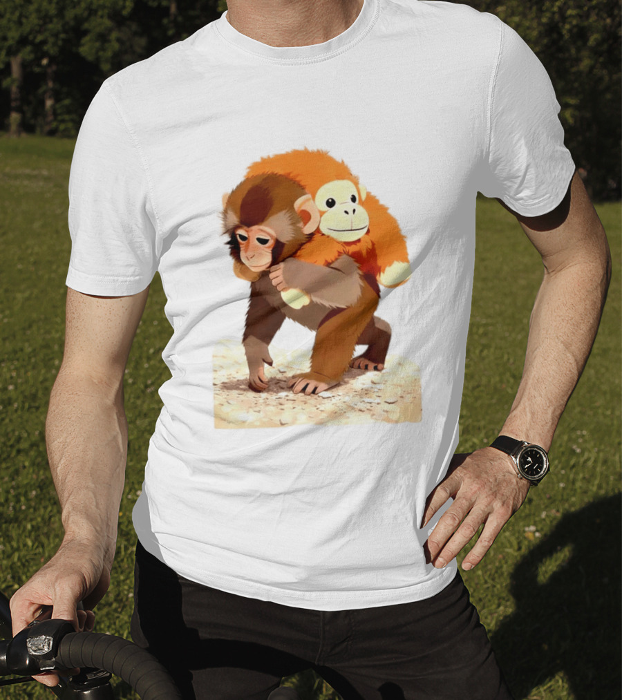 Save Punch Baby Monkey Plush Lonely Monkey Holding Toy T-Shirt