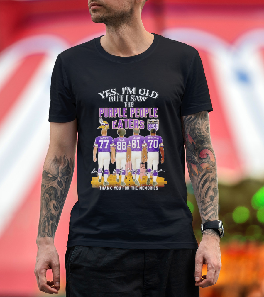 Minnesota Vikings Purple People Eaters NFL Champs City Skyline Marshall Eller Page Larsen T-Shirt