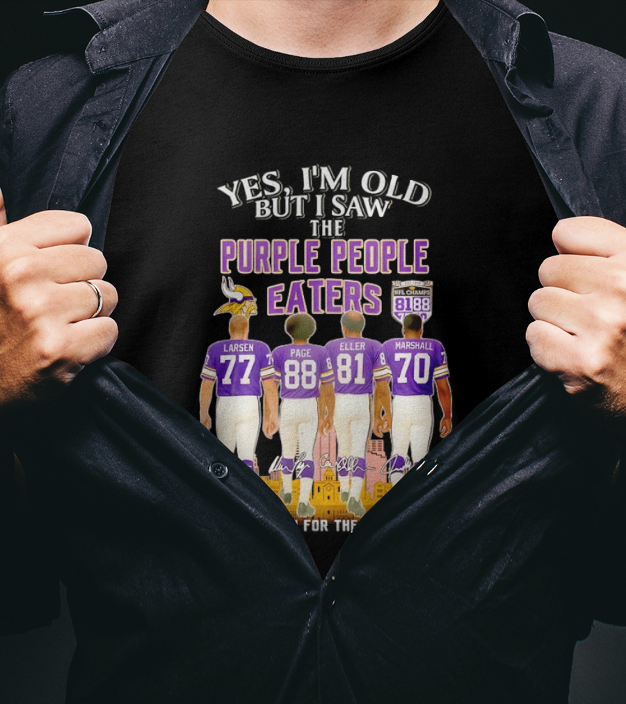 Minnesota Vikings Purple People Eaters NFL Champs City Skyline Marshall Eller Page Larsen T-Shirt