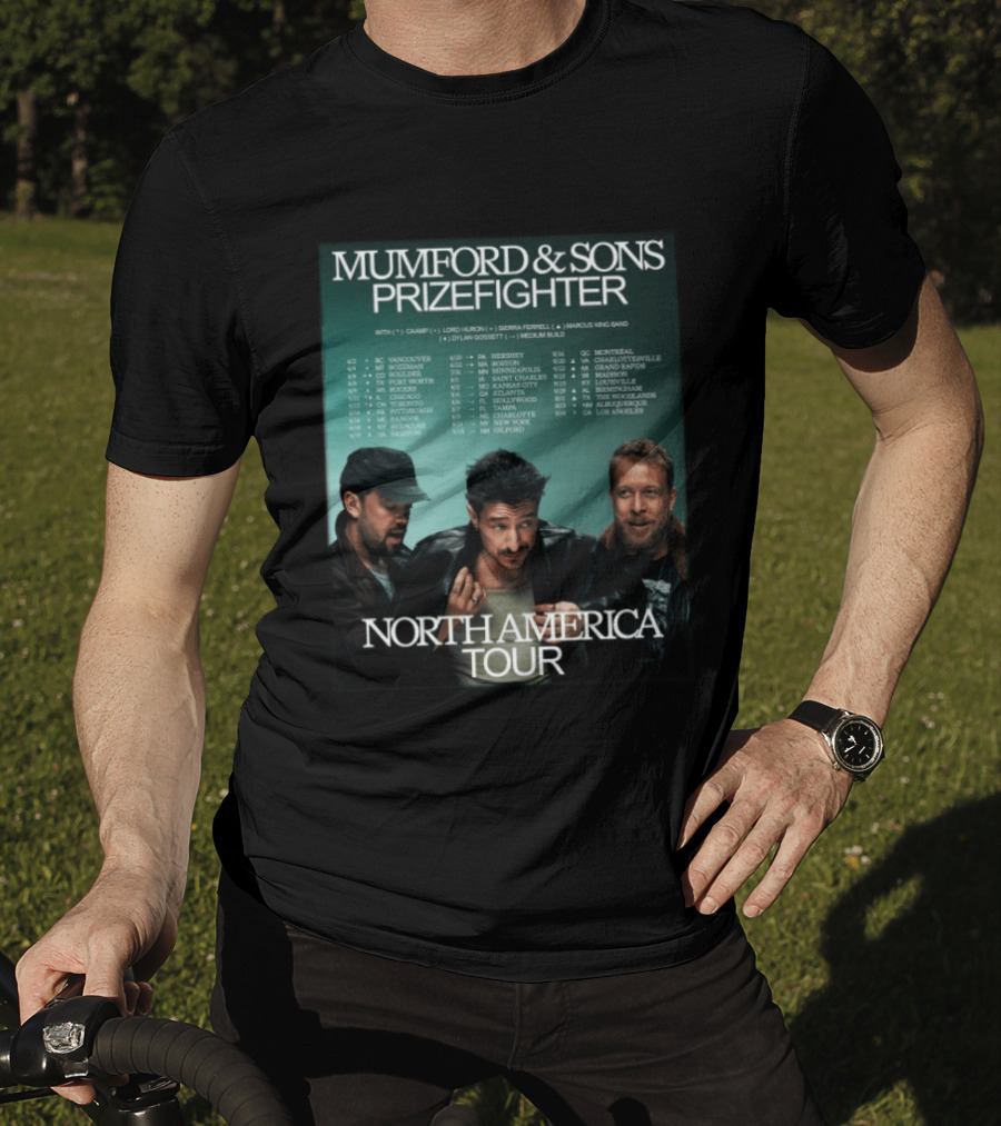Mumford And Sons Prizefighter North America Tour 2026 City Dates Vancouver Montreal Austin T-Shirt