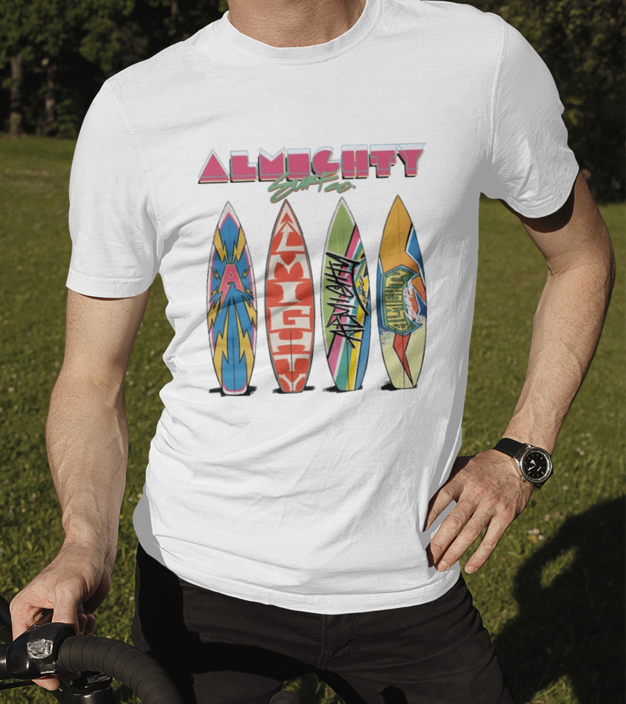 Almighty Surf Co Bold Colorful Surfboards T-Shirt