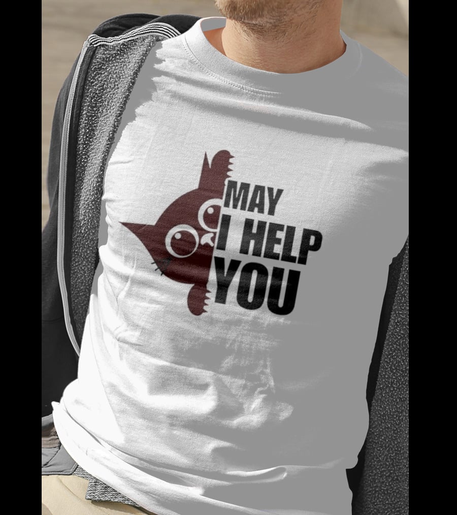 Cat May I Help You Cute Feline Expression Peeking T-Shirt