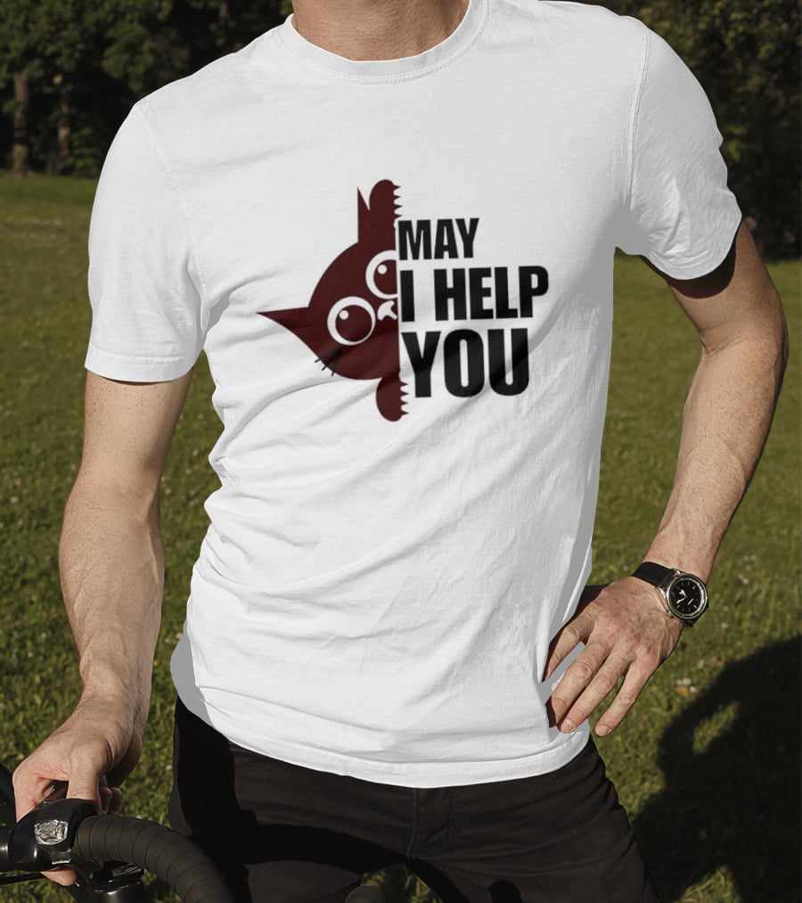 Cat May I Help You Cute Feline Expression Peeking T-Shirt
