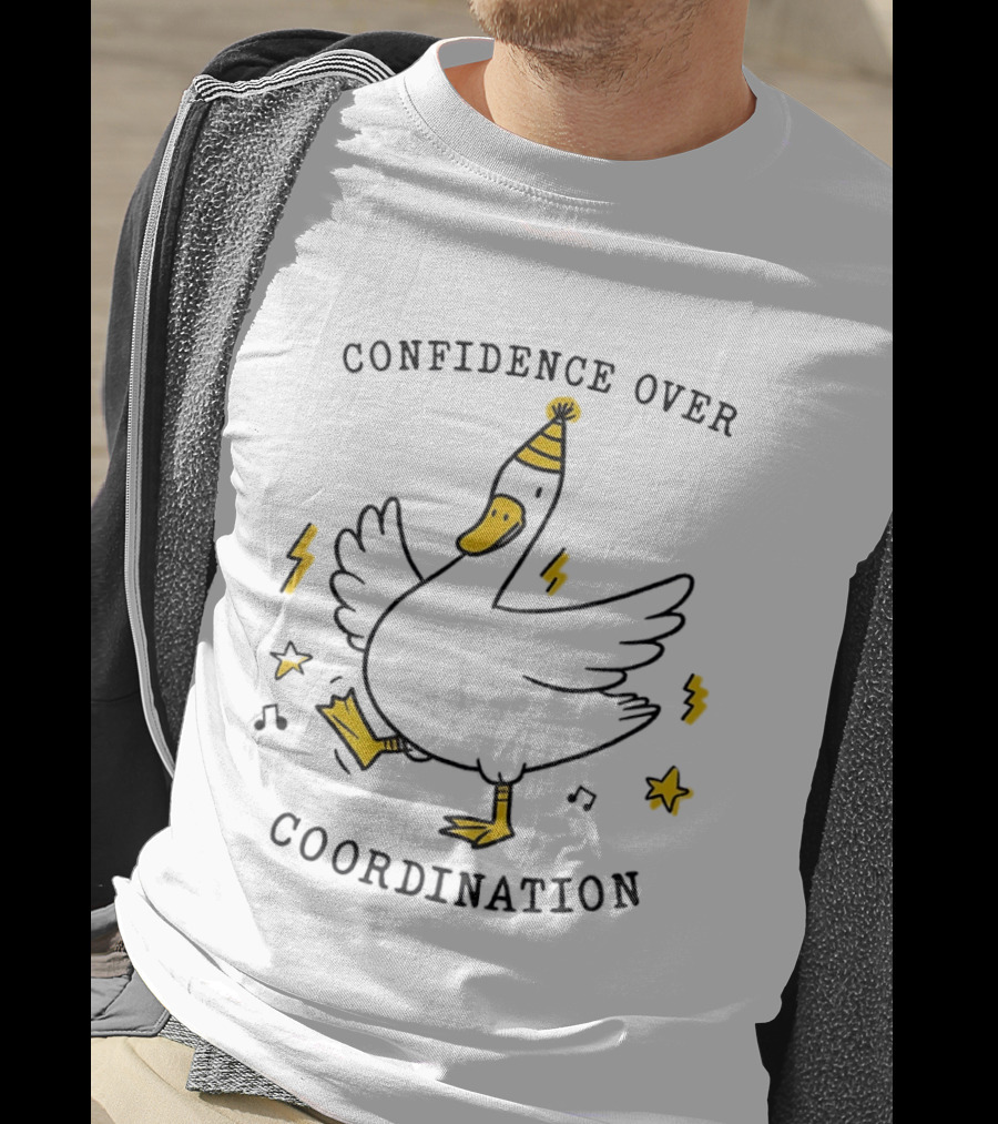 Confidence Over Coordination Goose Party Hat And Lightning T-Shirt