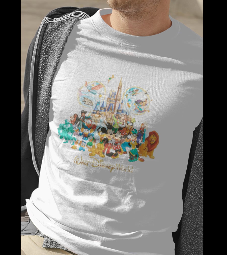 Walt Disney World Mickey Mouse Cinderella Castle Classic Characters Dumbo Tinker Bell Simba Elsa T-Shirt