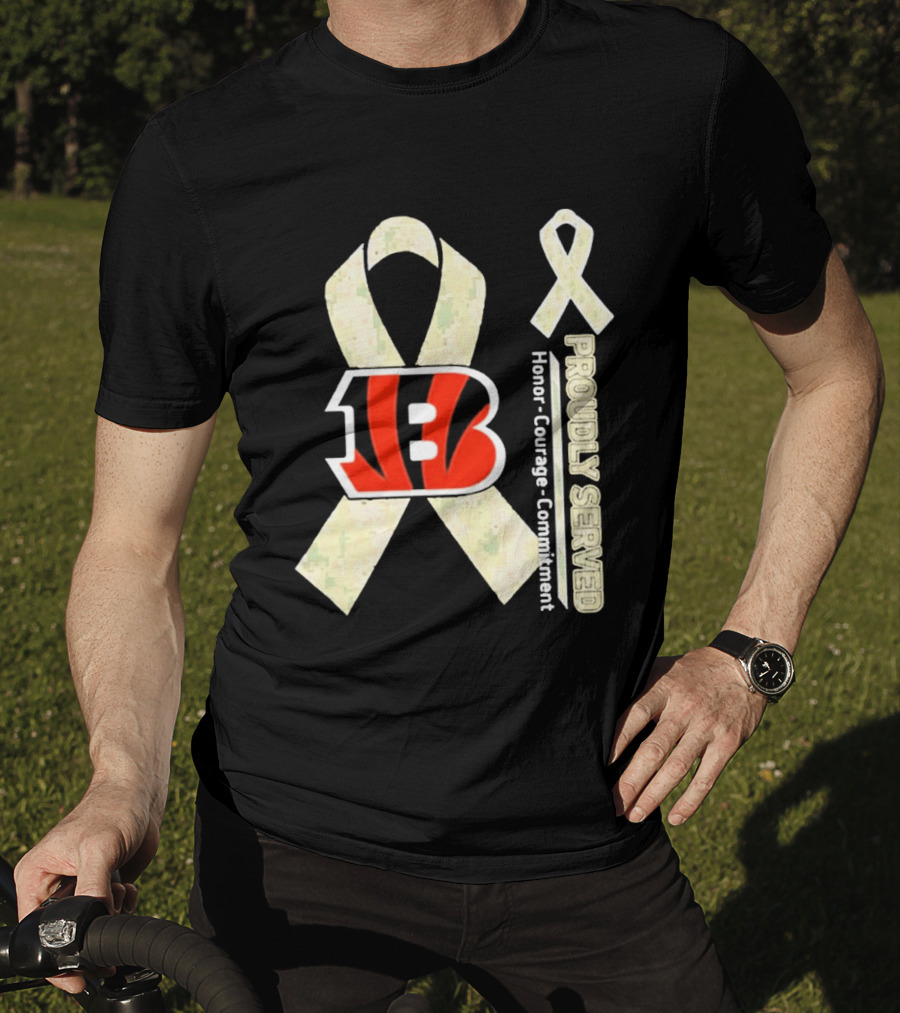 Cincinnati Bengals Honor Courage Commitment Proudly Served Ribbon T-Shirt