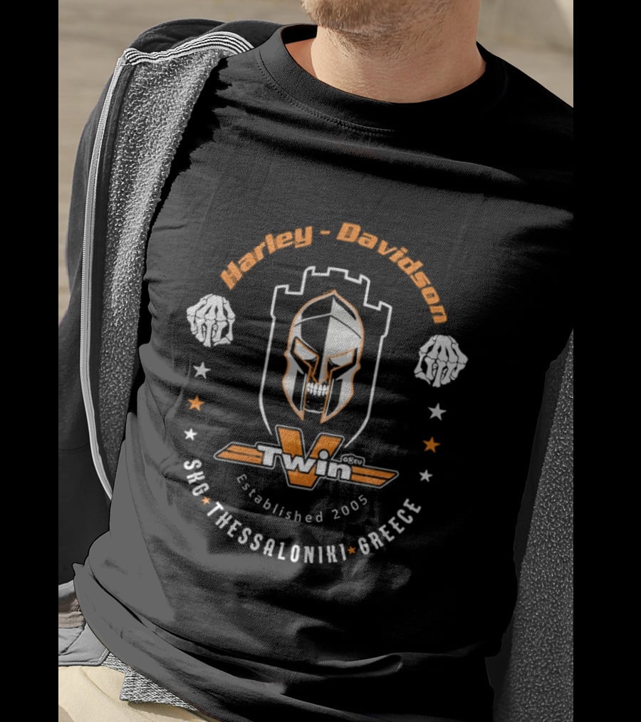 Harley Davidson Twin V Thessaloniki Greece Established 2005 T-Shirt