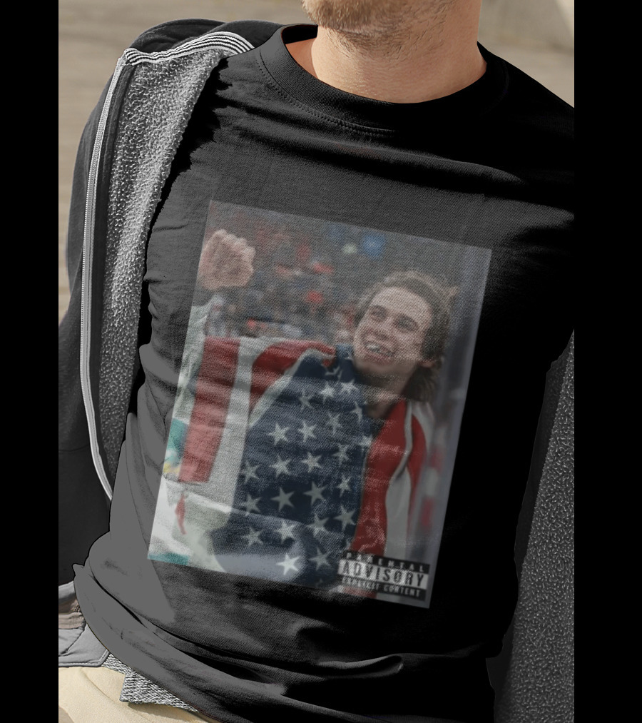 Parental Advisory USA Flag Jack Hughes Lost Teeth T-Shirt