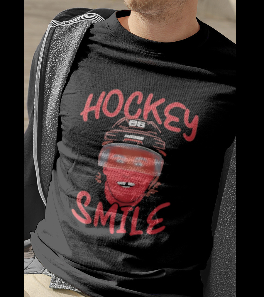 Jack Hughes Hockey Smile Team USA Helmet T-Shirt