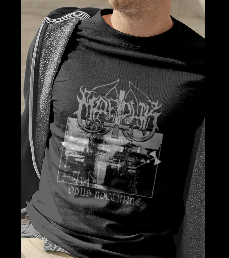 Marduk Opus Nocturne Album Cover With Cross And Inverted Pentagram T-Shirt