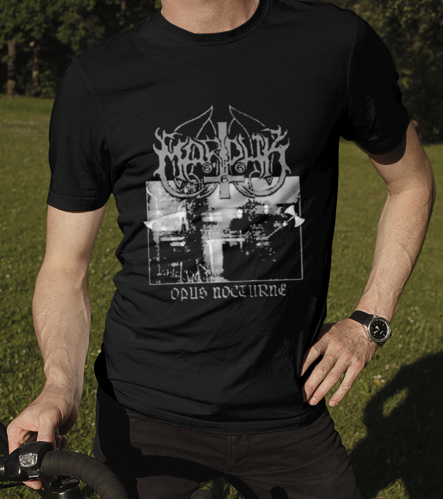 Marduk Opus Nocturne Album Cover With Cross And Inverted Pentagram T-Shirt