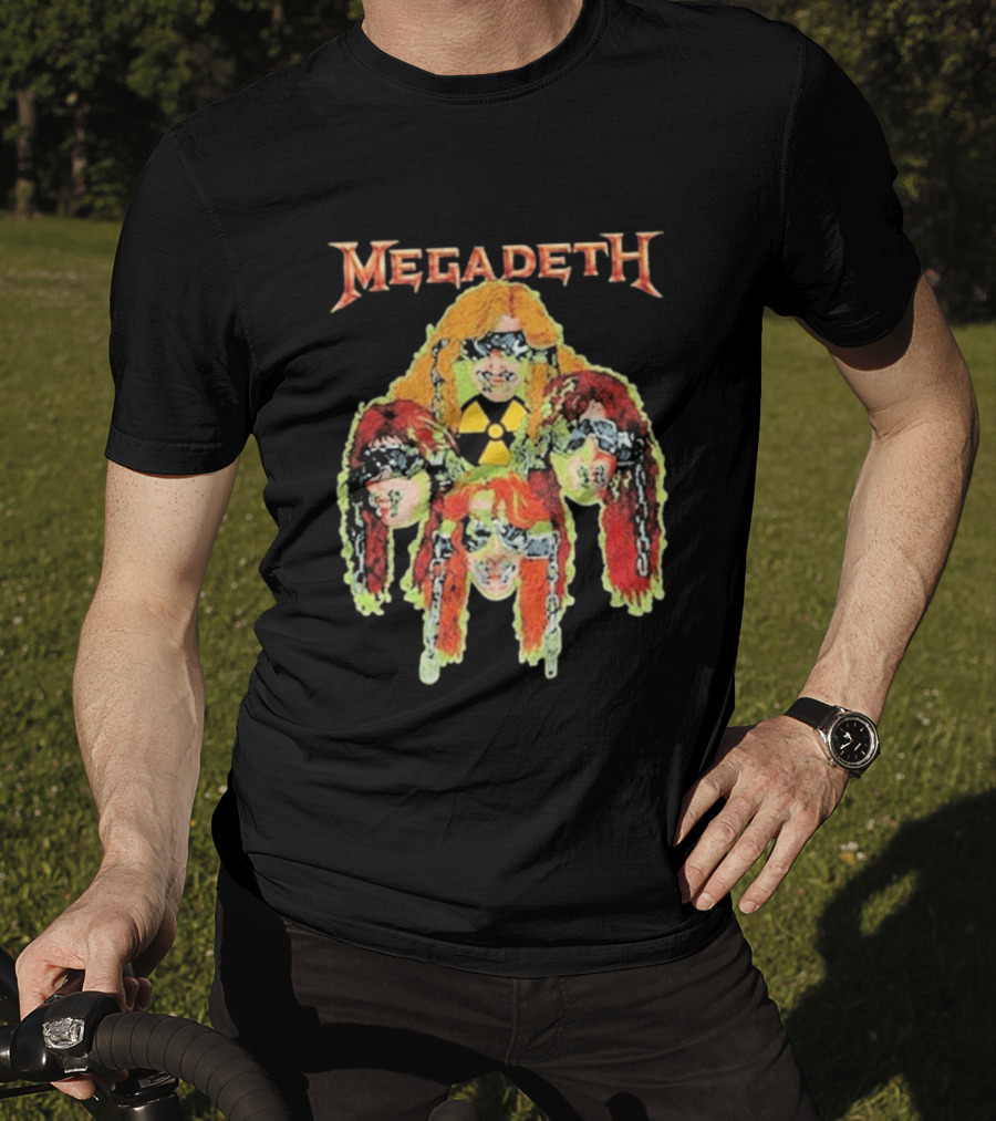 Megadeth Nuclear Glow Radiation Symbol Heads Chains T-Shirt