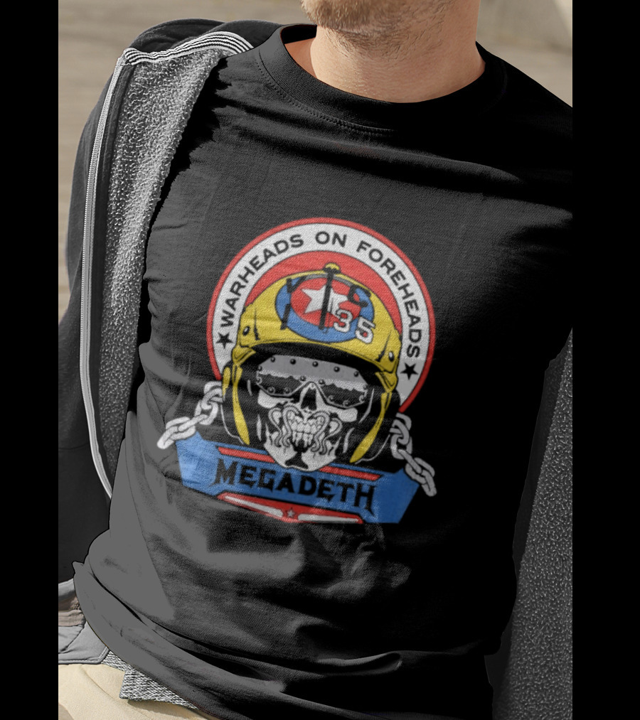 Megadeth Warheads On Foreheads Military Helmet Skull T-Shirt