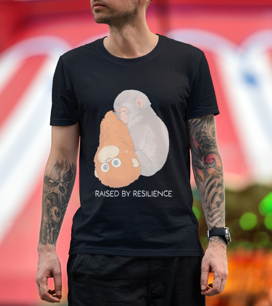 Monkey Cuddling Teddy Raised By Resilience T-Shirt
