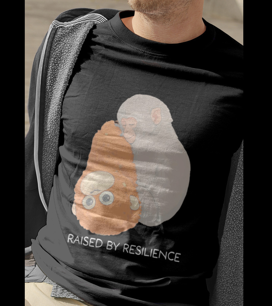 Monkey Cuddling Teddy Raised By Resilience T-Shirt