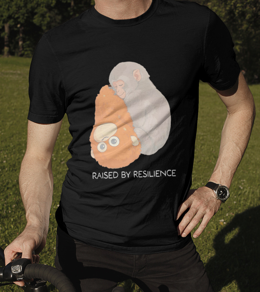 Monkey Cuddling Teddy Raised By Resilience T-Shirt