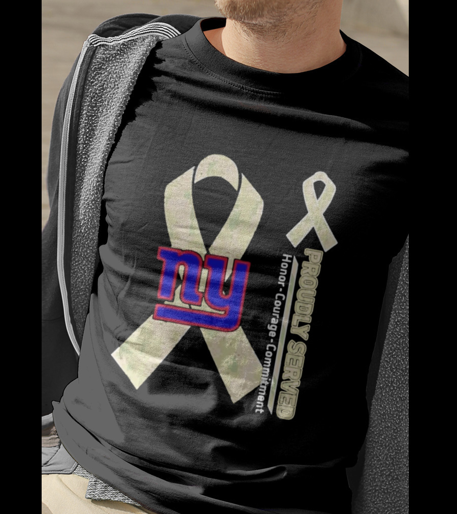 New York Giants NY Ribbon Honor Courage Commitment Proudly Served T-Shirt