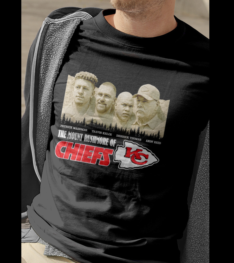 Patrick Mahomes Travis Kelce Derrick Thomas Andy Reid Kansas City Chiefs Mount Rushmore T-Shirt