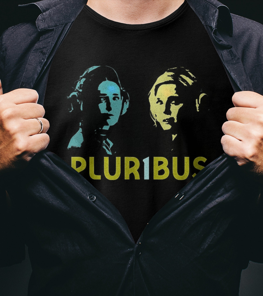 Pluribus Carol Sturka Zosia Dual Portrait In Blue And Yellow T-Shirt