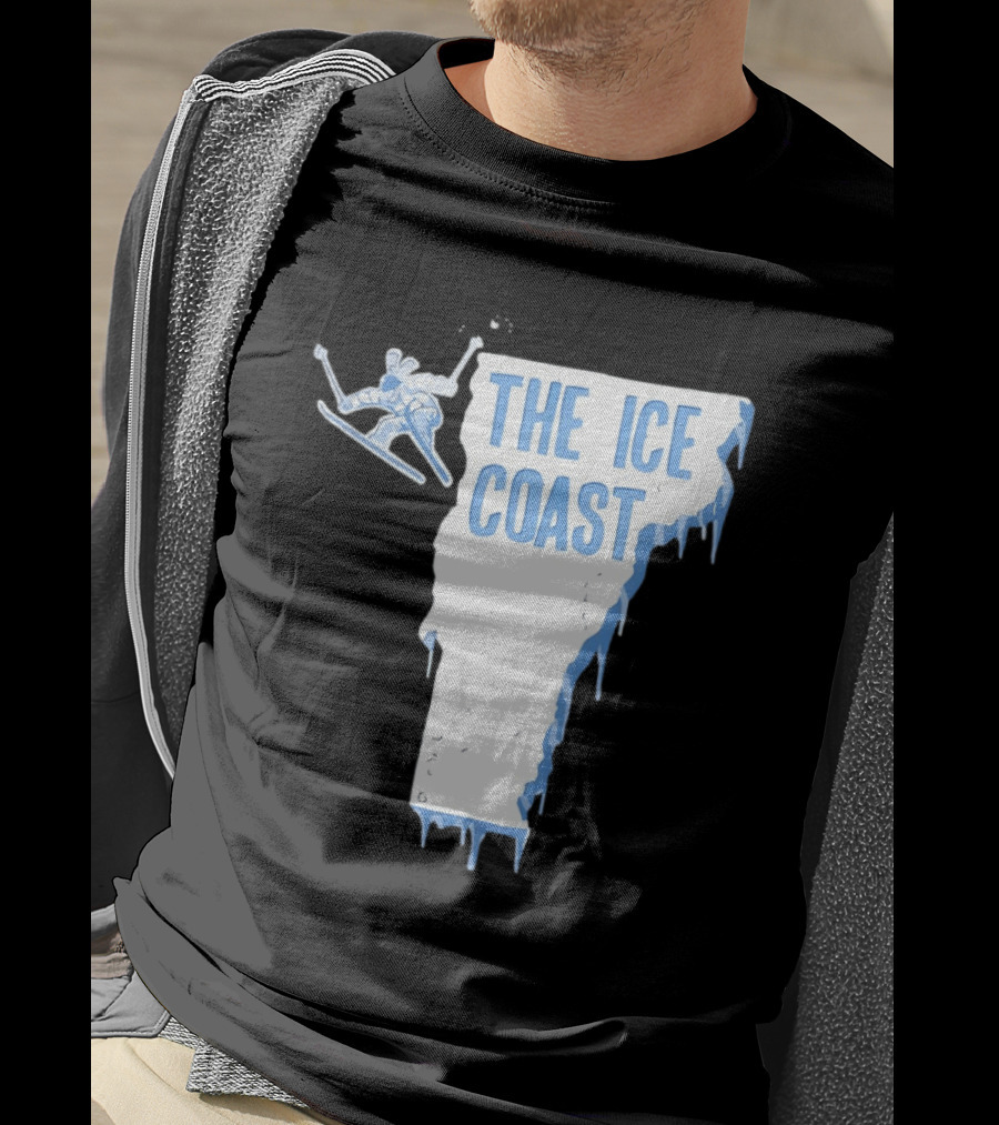 Vermont The Ice Coast Skiing Adventure Map T-Shirt