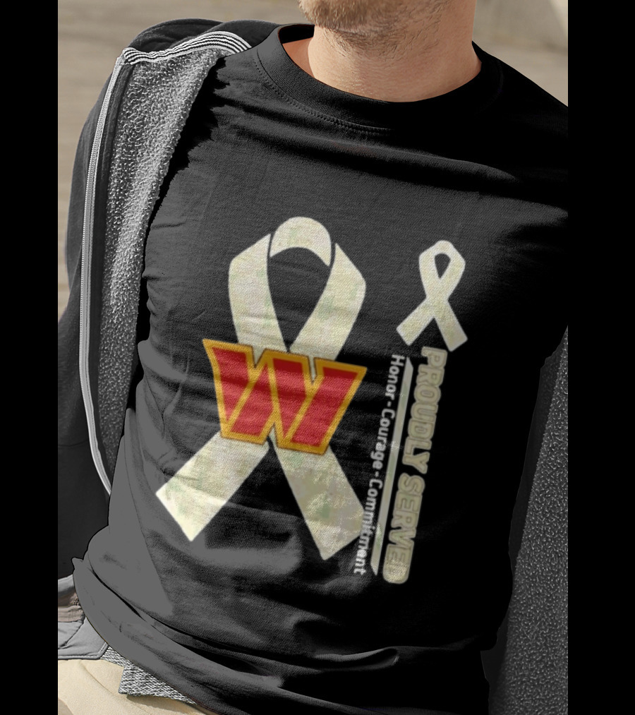 Washington Commanders Breast Cancer Awareness Proudly Served Honor Courage Commitment T-Shirt