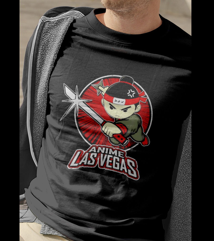 Anime Las Vegas Ninja Warrior With Sword And Headband T-Shirt
