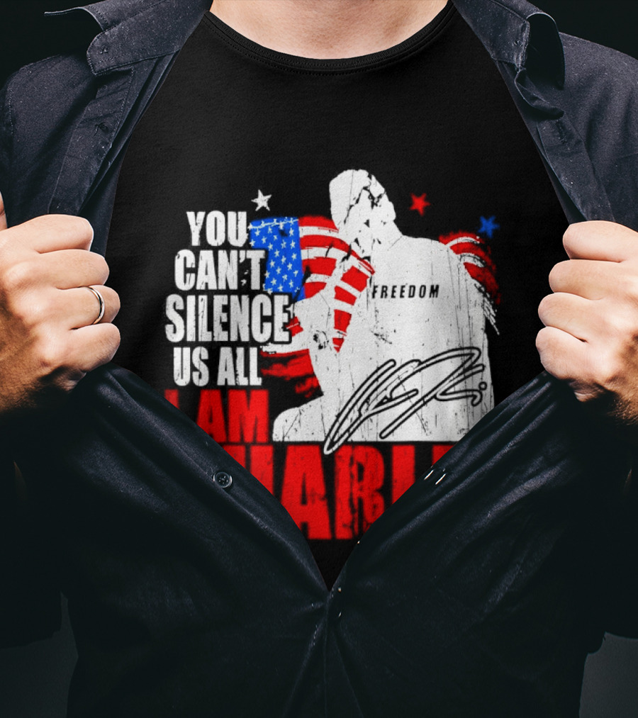 You Can't Silence Us All I Am Charlie Kirk Freedom USA Flag T-Shirt
