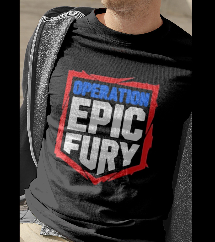Operation Epic Fury Bold Patriotic Text Shield T-Shirt
