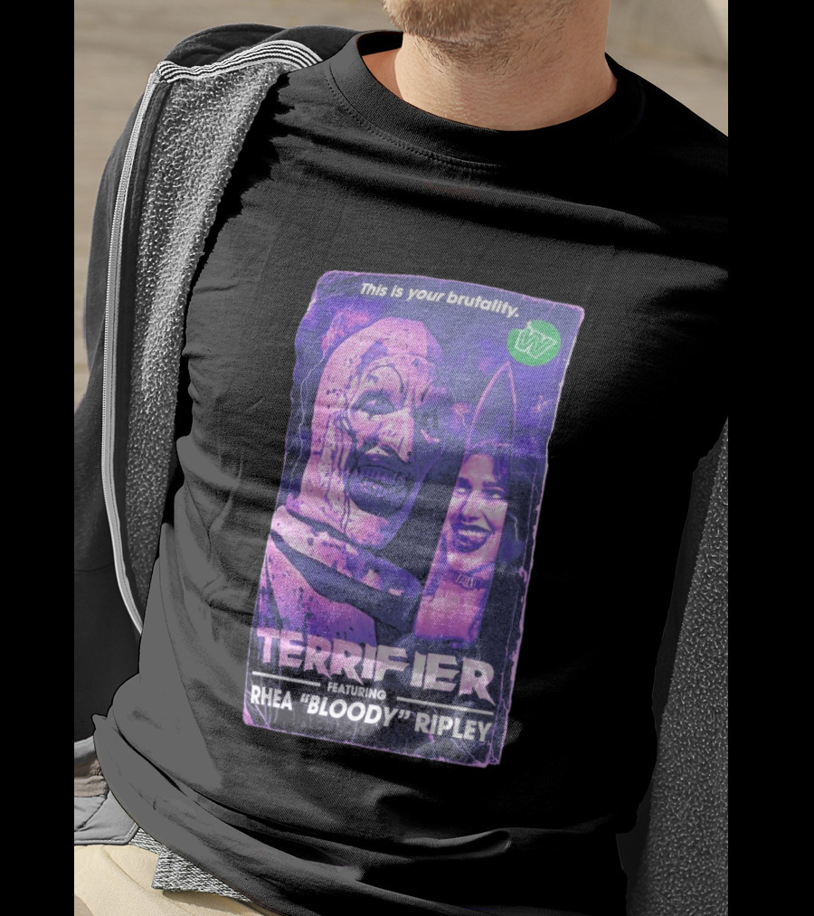 Terrifier VHS Cover This Is Your Brutality Featuring Rhea "Bloody" Ripley T-Shirt