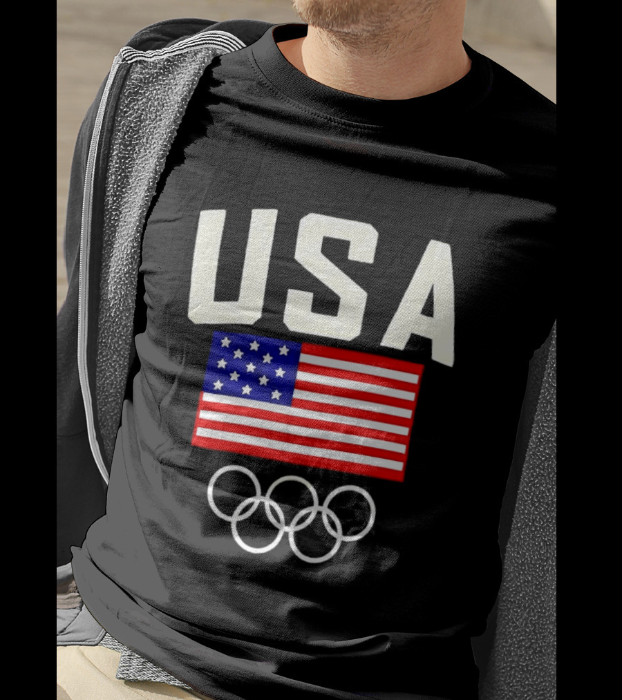 USA Flag Olympic Rings Team USA 2026 Gold T-Shirt