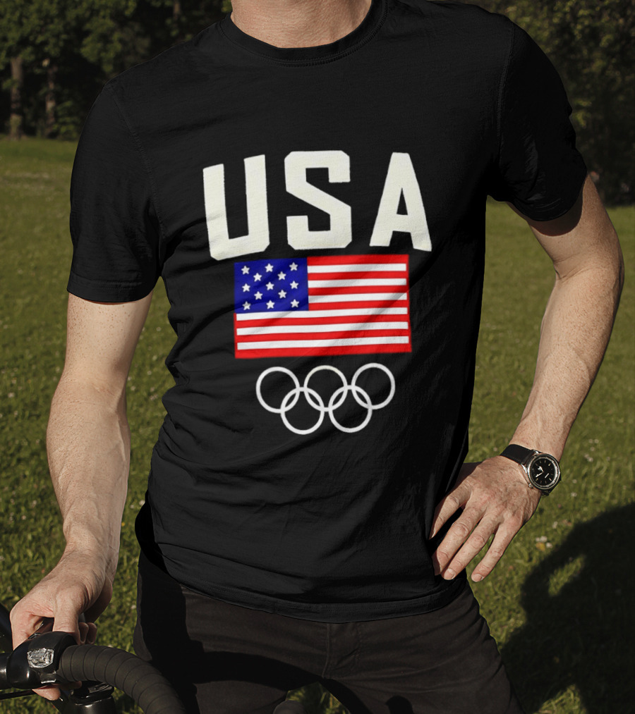 USA Flag Olympic Rings Team USA 2026 Gold T-Shirt