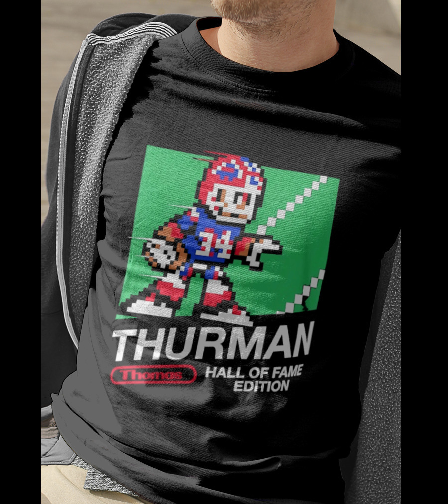 Thurman 34 Hall Of Fame Edition Buffalo Bills Pixel Art Retro Football T-Shirt