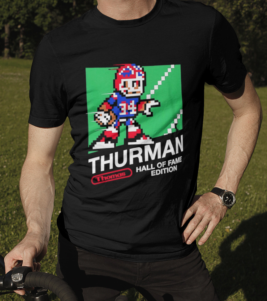 Thurman 34 Hall Of Fame Edition Buffalo Bills Pixel Art Retro Football T-Shirt