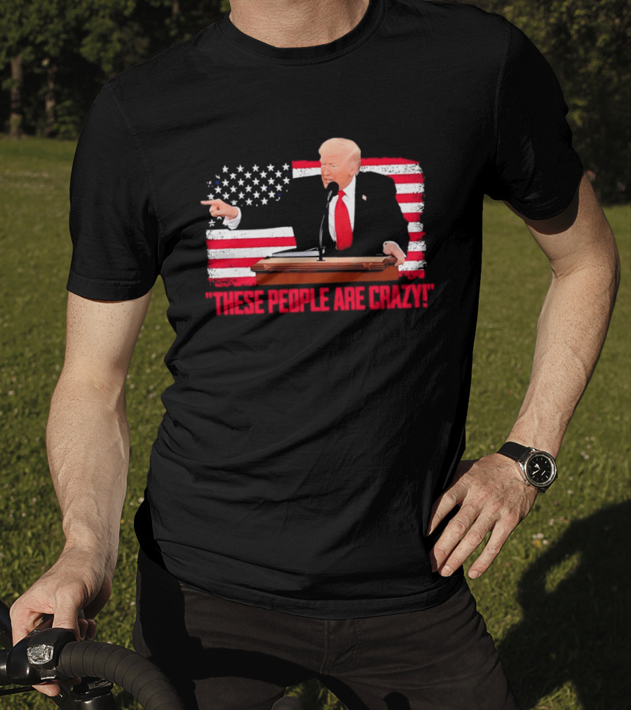Trump President Pointing These People Are Crazy American Flag T-Shirt
