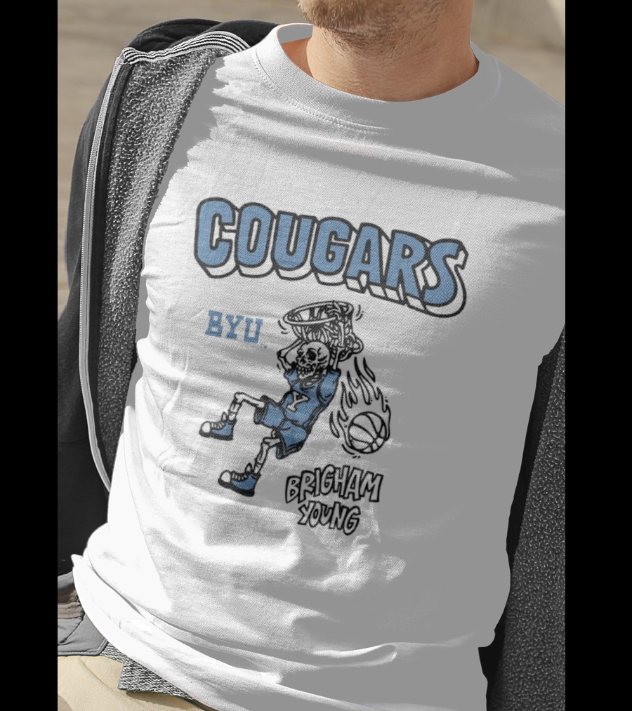 BYU Cougars Skeleton Brigham Young Basketball T-Shirt
