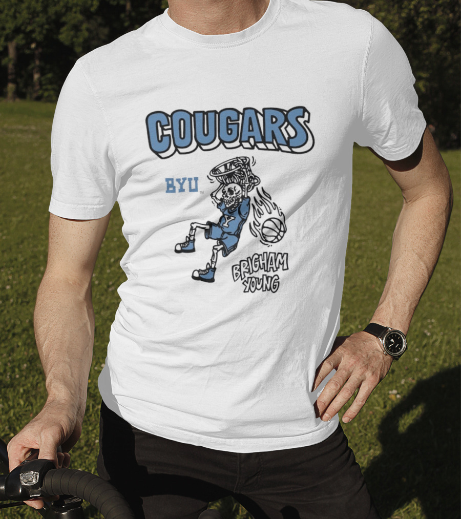 BYU Cougars Skeleton Brigham Young Basketball T-Shirt