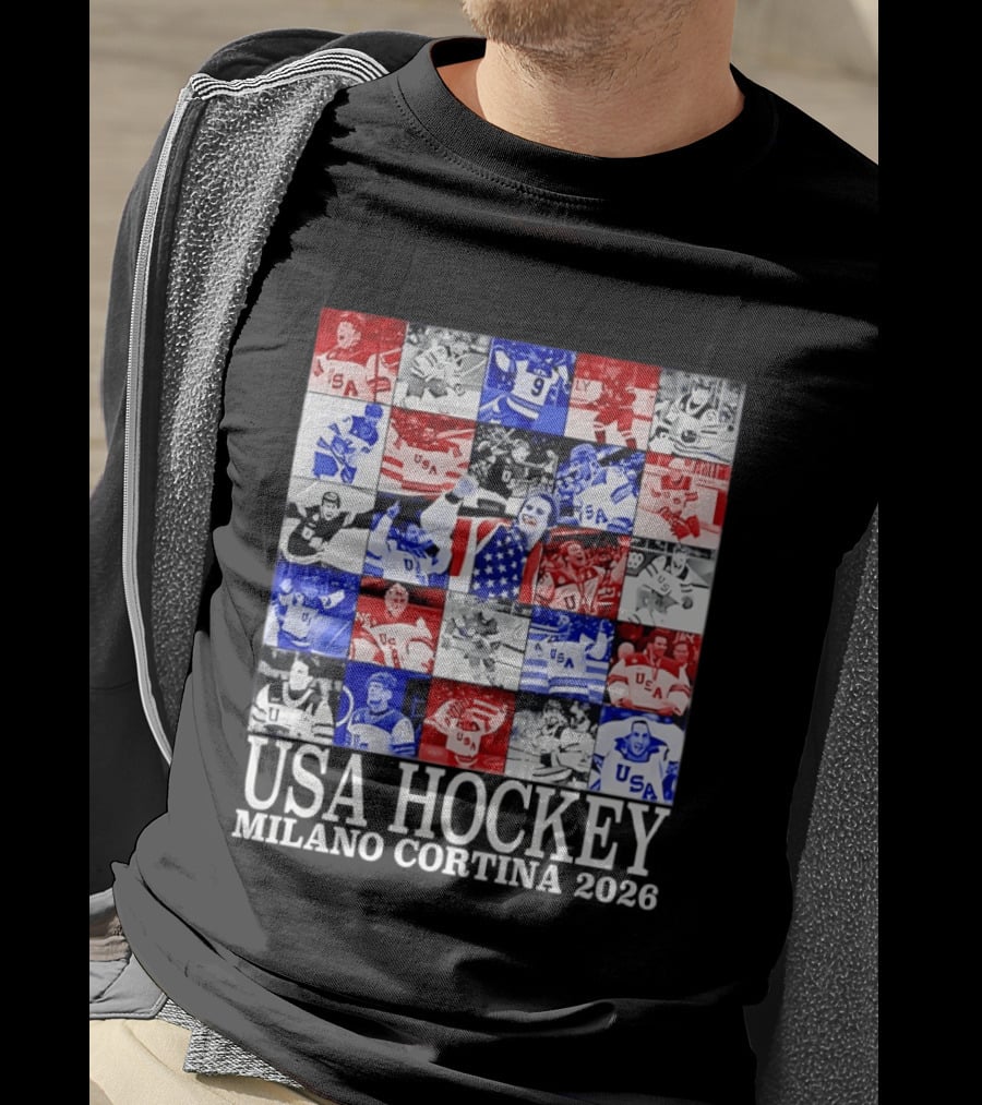 USA Hockey Team Collage Milano Cortina 2026 T-Shirt