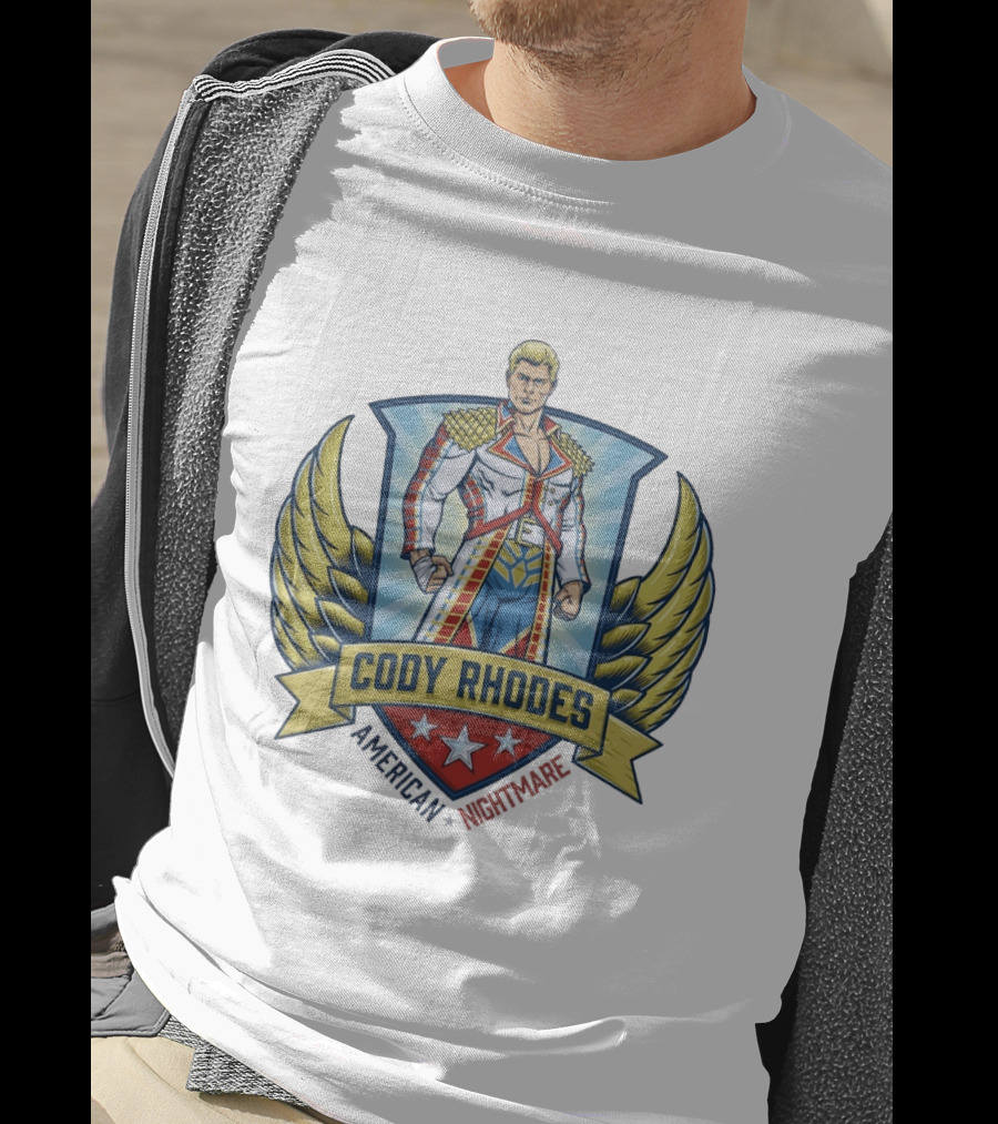 Cody Rhodes American Nightmare WWE Wings Emblem With Stars And Shield T-Shirt